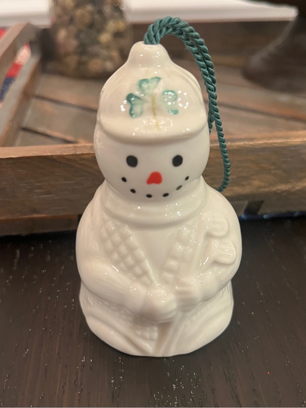Belleek Golfer Snowman Bell Ornament